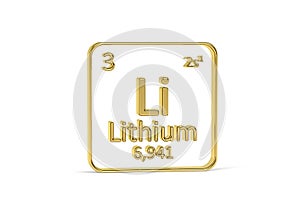 Golden 3D periodic table icon - periodic table element isolated on white background