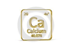 Golden 3D periodic table icon - periodic table element isolated on white background