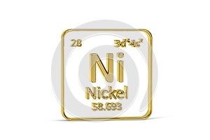 Golden 3D periodic table icon - periodic table element isolated on white background -