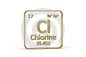 Golden 3D periodic table icon - periodic table element isolated on white background