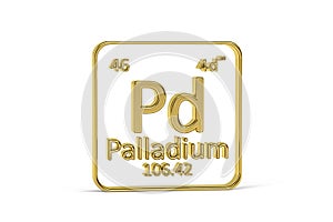 Golden 3D periodic table icon - periodic table element isolated on white background