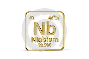 Golden 3D periodic table icon - periodic table element isolated on white background