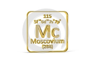 Golden 3D periodic table icon - periodic table element isolated on white background