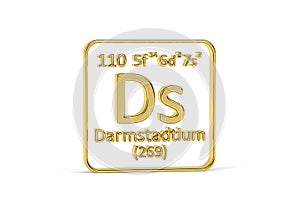 Golden 3D periodic table icon - periodic table element isolated on white background