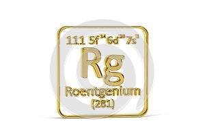 Golden 3D periodic table icon - periodic table element isolated on white background