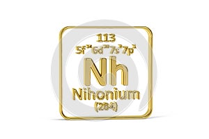 Golden 3D periodic table icon - periodic table element isolated on white background