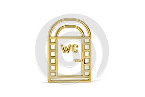 Golden 3d portable toilet icon isolated on white background