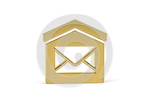 Golden 3d post box icon isolated on white background