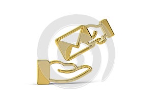 Golden 3d postman icon isolated on white background