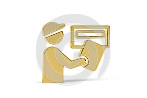 Golden 3d postman icon isolated on white background