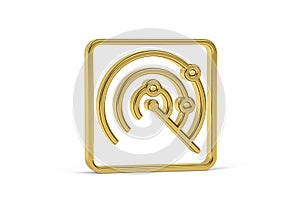 Golden 3d radar icon isolated on white background