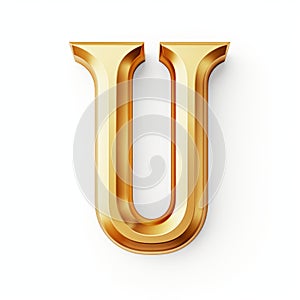 Golden 3d Rendered Letter U With Surrealistic Undertones