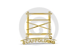 Golden 3D scaffolding icon isolated on white background