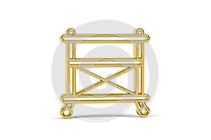 Golden 3D scaffolding icon isolated on white background