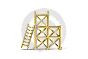 Golden 3D scaffolding icon isolated on white background