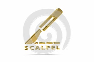 Golden 3d scalpel icon isolated on white background - 3D
