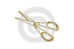 Golden 3d scissors icon isolated on white background