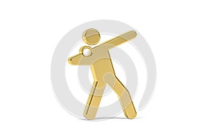 Golden 3d shot put icon isolated on white background