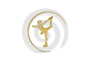 Golden 3d skating icon isolated on white background