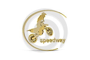 Golden 3d speedway icon isolated on white background