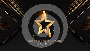 Golden 3d star on black modern background