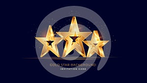 Golden 3d star on black modern background