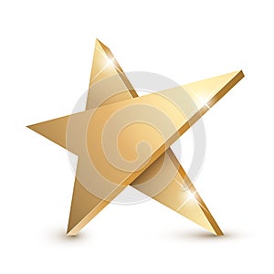 Golden 3d star with highlights.