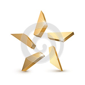 Golden 3d star with highlights.