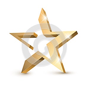 Golden 3d star with highlights.