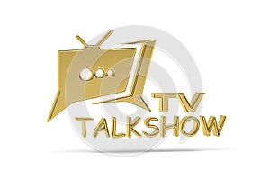 Golden 3d talk show icon isolated on white background