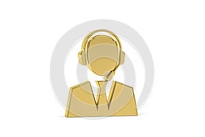 Golden 3d telemarketing icon isolated on white background