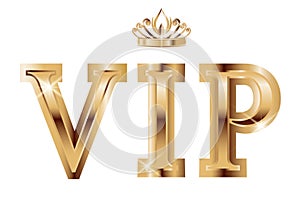 Golden 3d text with royal crown. VIP background template. Modern luxury design for vip, loyalty, bonus card, gift certificate,