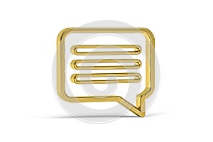 Golden 3d tooltip icon isolated on white background