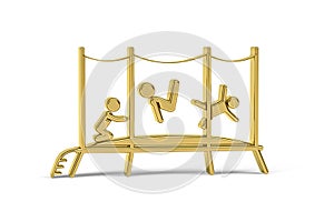 Golden 3d trampoline icon isolated on white background
