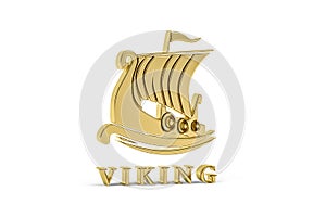 Golden 3d vikings icon isolated on white background