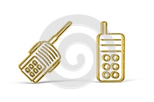 Golden 3d walkie talkie icon isolated on white background
