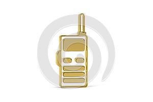 Golden 3d walkie talkie icon isolated on white background