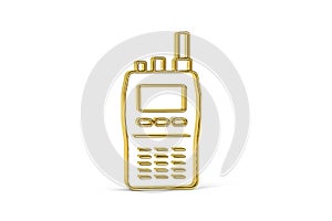 Golden 3d walkie talkie icon isolated on white background