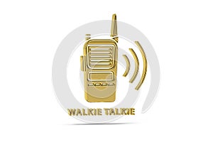 Golden 3d walkie talkie icon isolated on white background