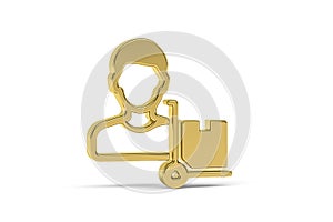 Golden 3d warehouseman icon isolated on white