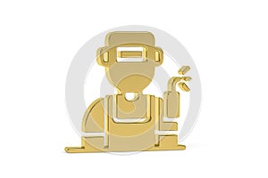 Golden 3d welding icon isolated on white background