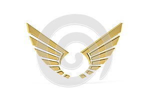 Golden 3D wings isolated on white background