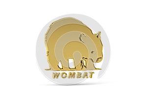 Golden 3d wombat icon isolated on white background