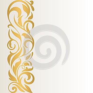 Golden abstract border on a light background. Vintage pattern.