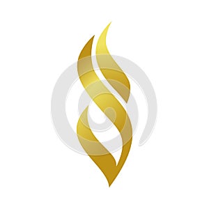 Golden Abstract Fire Flame Shape Symbol Design