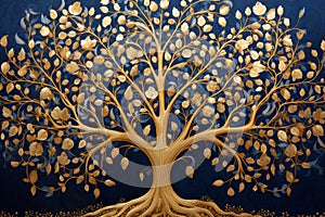 Tree of Life Artwork on blue background. photo