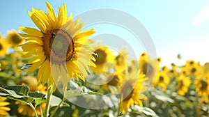 Golden Abundance: Sunflower Fields Forever./n