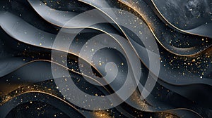 Golden Accented Black Lines on Gradient Background - Abstract Luxury Illustration photo