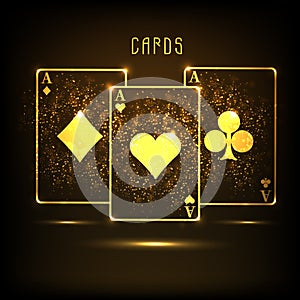 Golden ace playing card for casino concept.