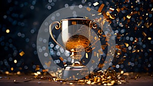 The Golden Achievement Winner Trophy Symbolizes Triumph and Glory - Celebrating Success and Recognition, Generative Ai photo